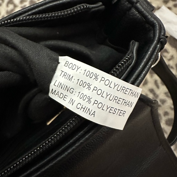 Pink Haley Faux Leather Crossbody Purse with Double Tassel in Black Gold - Picture 15 of 16